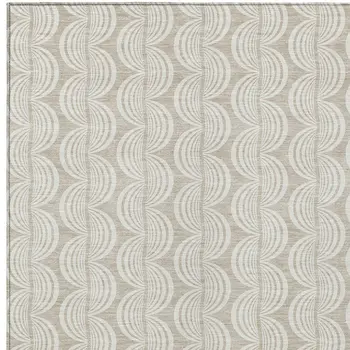 3' X 5' Beige And Ivory Ogee Washable Indoor Outdoor Area Rug