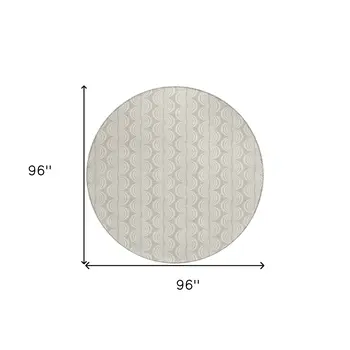 8' Beige And Ivory Round Ogee Washable Indoor Outdoor Area Rug