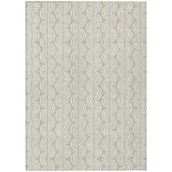 9' X 12' Beige And Ivory Ogee Washable Indoor Outdoor Area Rug