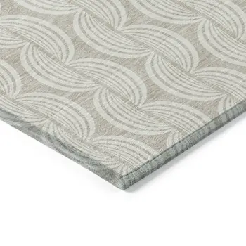 9' X 12' Beige And Ivory Ogee Washable Indoor Outdoor Area Rug