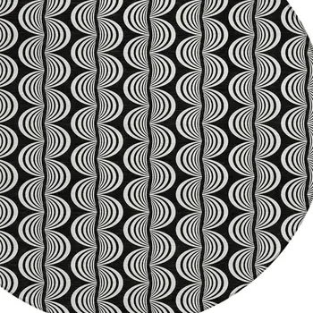 8' Black And Ivory Round Ogee Washable Indoor Outdoor Area Rug