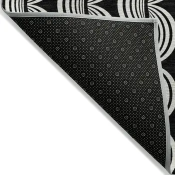 8' X 10' Black And Ivory Ogee Washable Indoor Outdoor Area Rug