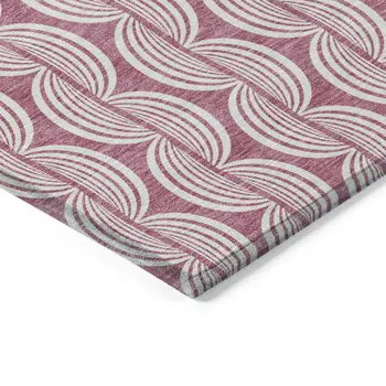 5' X 8' Blush And Beige Ogee Washable Indoor Outdoor Area Rug