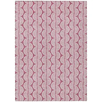 9' X 12' Blush And Beige Ogee Washable Indoor Outdoor Area Rug