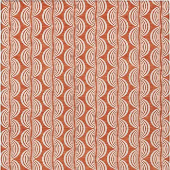 10' X 14' Coral And Beige Ogee Washable Indoor Outdoor Area Rug