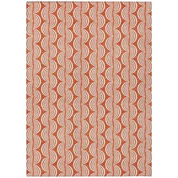 10' X 14' Coral And Beige Ogee Washable Indoor Outdoor Area Rug