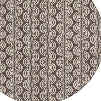 8' Brown And Beige Round Ogee Washable Indoor Outdoor Area Rug