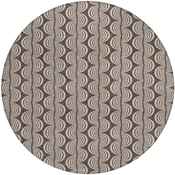 8' Brown And Beige Round Ogee Washable Indoor Outdoor Area Rug