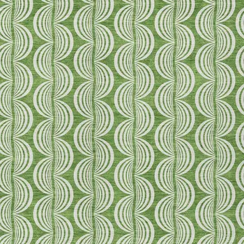 3' X 5' Green And Ivory Ogee Washable Indoor Outdoor Area Rug
