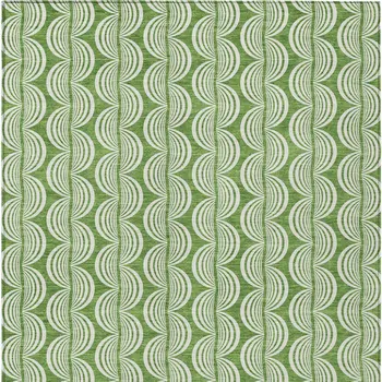 8' X 10' Green And Ivory Ogee Washable Indoor Outdoor Area Rug