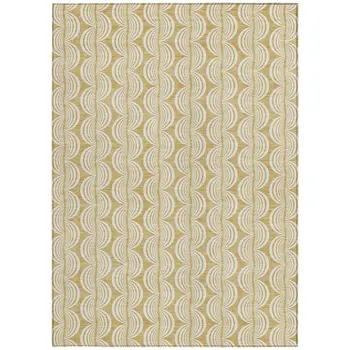 5' X 8' Gold And Beige Ogee Washable Indoor Outdoor Area Rug