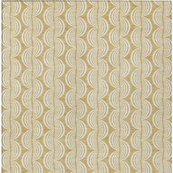 8' X 10' Gold And Beige Ogee Washable Indoor Outdoor Area Rug