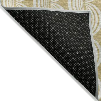 8' X 10' Gold And Beige Ogee Washable Indoor Outdoor Area Rug