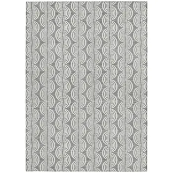 3' X 5' Gray And Ivory Ogee Washable Indoor Outdoor Area Rug