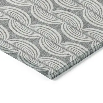 5' X 8' Gray And Ivory Ogee Washable Indoor Outdoor Area Rug