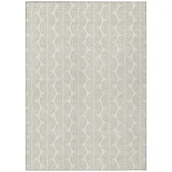 5' X 8' Ivory And Beige Ogee Washable Indoor Outdoor Area Rug