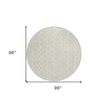 8' Ivory And Beige Round Ogee Washable Indoor Outdoor Area Rug