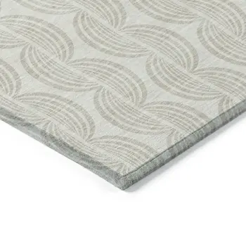9' X 12' Ivory And Beige Ogee Washable Indoor Outdoor Area Rug
