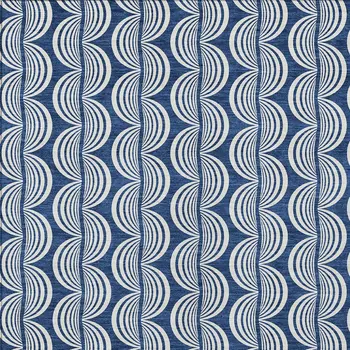 9' X 12' Navy Blue And Ivory Ogee Washable Indoor Outdoor Area Rug