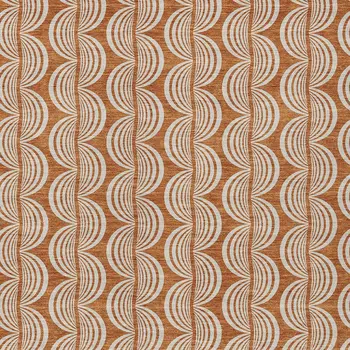 9' X 12' Copper And Beige Ogee Washable Indoor Outdoor Area Rug
