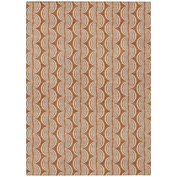 10' X 14' Copper And Beige Ogee Washable Indoor Outdoor Area Rug