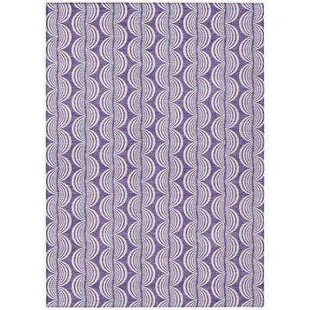 3' X 5' Purple And Ivory Ogee Washable Indoor Outdoor Area Rug