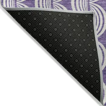 5' X 8' Purple And Ivory Ogee Washable Indoor Outdoor Area Rug