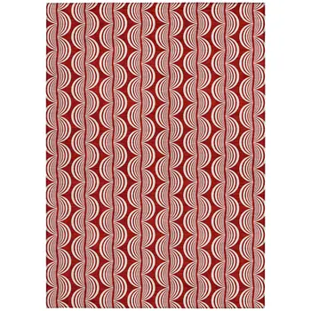 10' X 14' Red And Ivory Ogee Washable Indoor Outdoor Area Rug