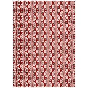10' X 14' Red And Ivory Ogee Washable Indoor Outdoor Area Rug