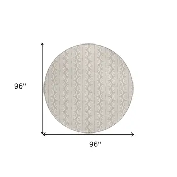 8' Khaki And Beige Round Ogee Washable Indoor Outdoor Area Rug