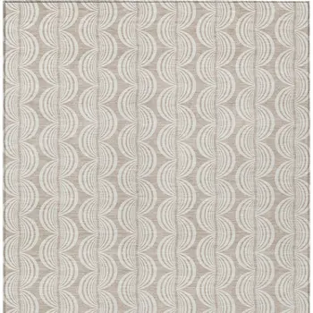 8' X 10' Khaki And Beige Ogee Washable Indoor Outdoor Area Rug