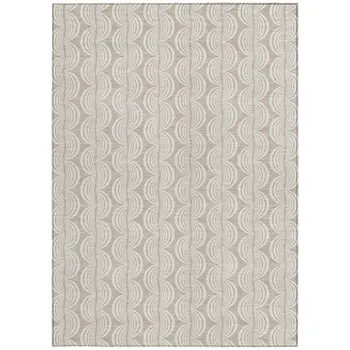 9' X 12' Khaki And Beige Ogee Washable Indoor Outdoor Area Rug
