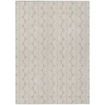 9' X 12' Khaki And Beige Ogee Washable Indoor Outdoor Area Rug