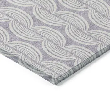 8' X 10' Lavender And Ivory Ogee Washable Indoor Outdoor Area Rug