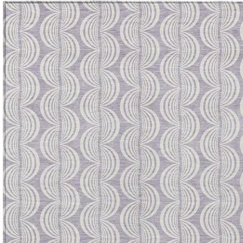 8' X 10' Lavender And Ivory Ogee Washable Indoor Outdoor Area Rug