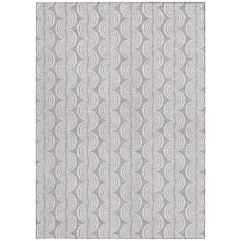 9' X 12' Lavender And Ivory Ogee Washable Indoor Outdoor Area Rug