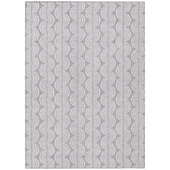 10' X 14' Lavender And Ivory Ogee Washable Indoor Outdoor Area Rug