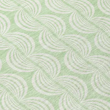 8' Mint Green And Beige Round Ogee Washable Indoor Outdoor Area Rug