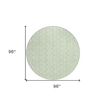 8' Mint Green And Beige Round Ogee Washable Indoor Outdoor Area Rug