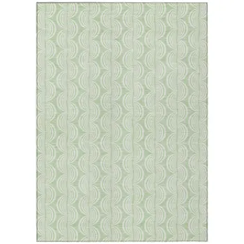 10' X 14' Mint Green And Beige Ogee Washable Indoor Outdoor Area Rug