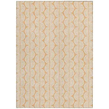 10' X 14' Peach And Beige Ogee Washable Indoor Outdoor Area Rug