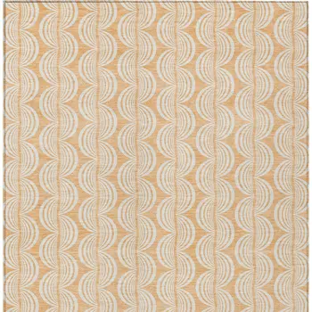 10' X 14' Peach And Beige Ogee Washable Indoor Outdoor Area Rug