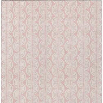 3' X 5' Pink And Gray Ogee Washable Indoor Outdoor Area Rug