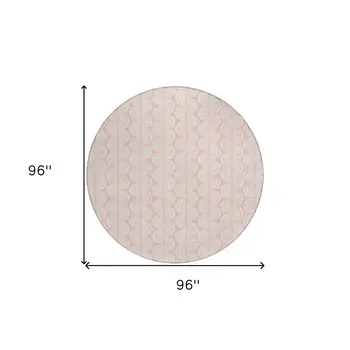 8' Pink And Gray Round Ogee Washable Indoor Outdoor Area Rug