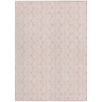 10' X 14' Pink And Gray Ogee Washable Indoor Outdoor Area Rug