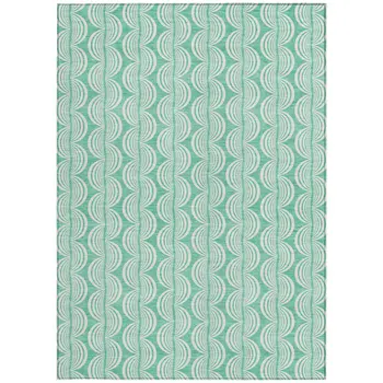 9' X 12' Blue And Ivory Ogee Washable Indoor Outdoor Area Rug