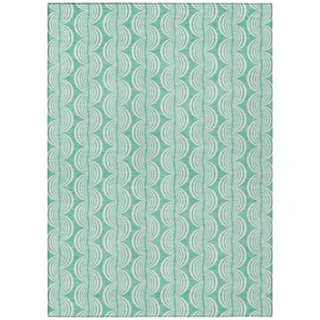 9' X 12' Blue And Ivory Ogee Washable Indoor Outdoor Area Rug