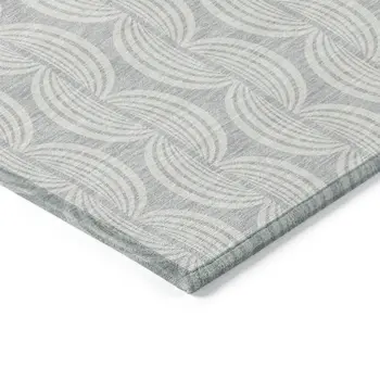 5' X 8' Silver And Ivory Ogee Washable Indoor Outdoor Area Rug