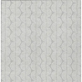 9' X 12' Silver And Ivory Ogee Washable Indoor Outdoor Area Rug