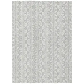 10' X 14' Silver And Ivory Ogee Washable Indoor Outdoor Area Rug